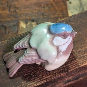 Vintage Copenhagen Denmark Bird Figurine DJ Dahl Jensen 1048 Blue Tit Bird